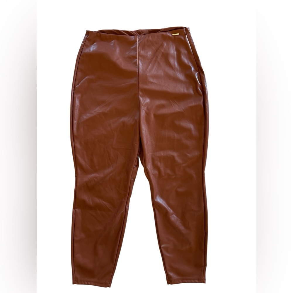 NWT Fabletics 2X Mahogany Vegan Leather Moto Leggings High Rise - Picture 2 of 6